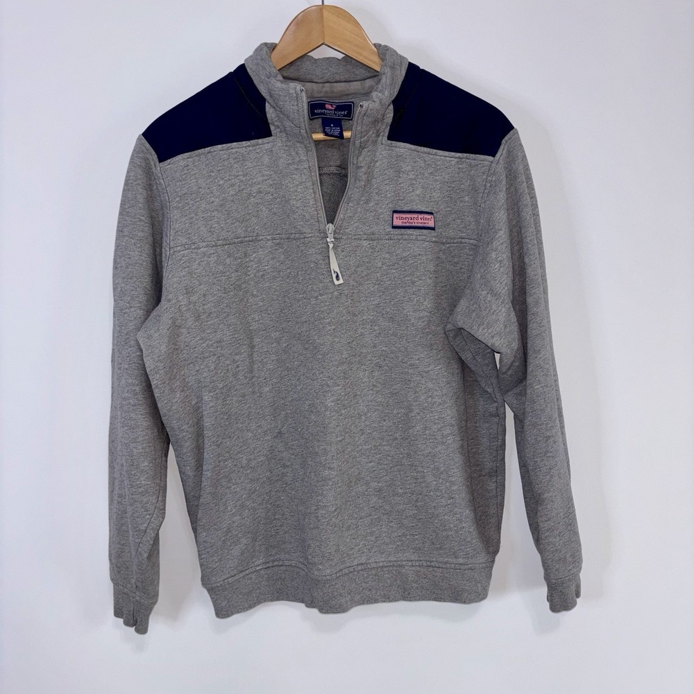 Vineyard Vines Gray Quarter Zip Pullover Sweatshirt Small Cotton Coastal